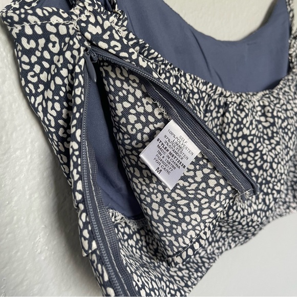 Navy Blue and White Leopard Print Cropped Bustier Tank Top Size Medium - Picture 5 of 7